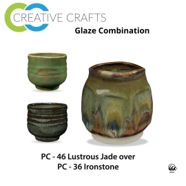 Lustrous Jade PC-46 over Ironstone PC-36 Pottery Cone 5 Glaze Combination
